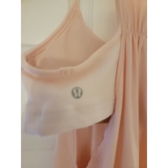 Lululemon 2 In 1 Tank Top 6 Activewear Sport Bra Shirt Open Back Ballerina Pink - Picture 7 of 9